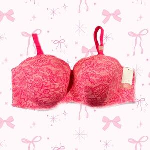 Cacique Pink Lace Bra with Molded Cups